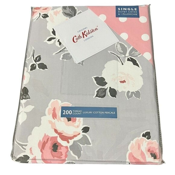 Cath Kidston Paper Rose Single Duvet Set Cover And Pillowcase 200 Count Floral - Picture 1 of 4